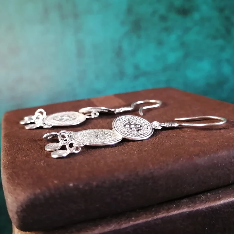 Серьги-капли из стерлингового серебра 999 пробы в богемном стиле для женщин, аксессуары, висячие серьги, роскошные ювелирные изделия, бижутерия ручной работы orecchini donna