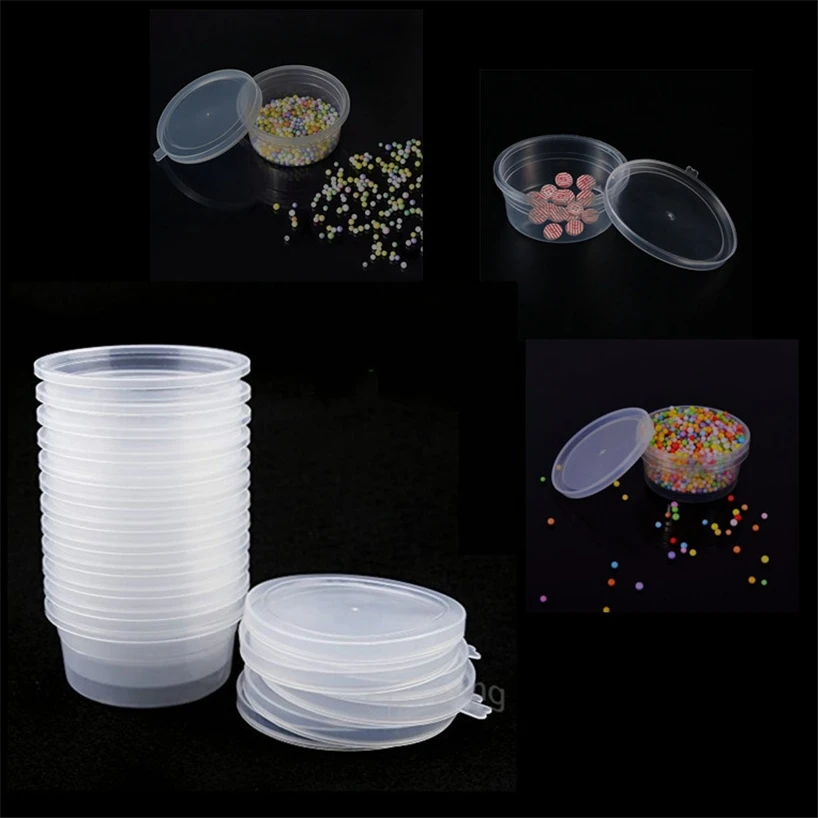 12 pieces of slime simple portable storage box storage container foam ball storage cup sealed container with lid
