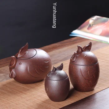 

Retro Coarse Pottery Tea Big Trumpet Seal Storage Tank Ceramic Pot Manual Tea Storage Box Tea Box Tea Jar Ceramic Jars with Lids