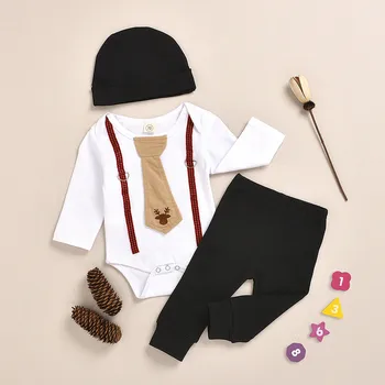 

Gentleman New Year Costume For Boy Baby Clothes Set Newborn Boy Suit Long Sleeves Bodysuit Pant Autumn 0-3 Months Baby Clothes