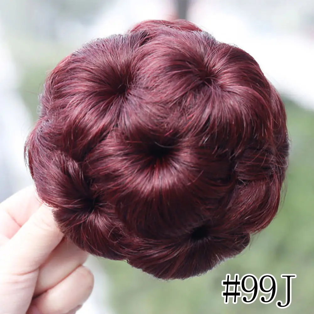 SalonChat бразильские афро волосы шиньон 4 цвета булочка пончик-шиньон клип в шиньон Remy человеческие волосы для наращивания булочка для женщин - Цвет: # 99J