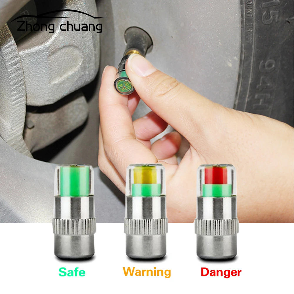 

Tire Pressure Monitor Pressure Gauge Cap Sensor Indicator Alarm Monitoring Stem Cap Tool Kit