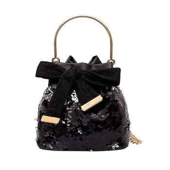 

Women'S Crossbody Bags Summer Wild Messenger Bag Fashion Chain Shoulder Bag Sequins Ocean Pu Leather Leisure Mini Bucket Bag Bla