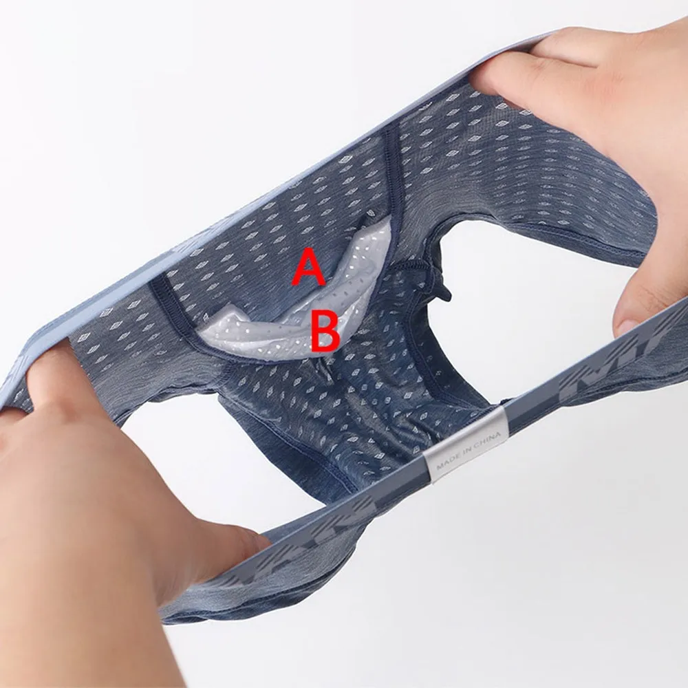 Underwear Men Ice Silk Penis Sheath Sexy Boxers Shorts Man