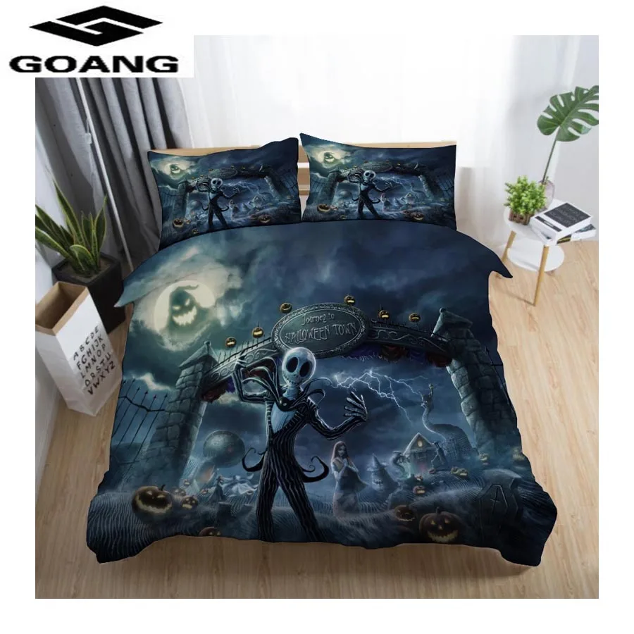 GOANG Nightmare before Christmas 3d Bedding Sets Sally and Jack bed sheet duvet cover pillowcase bedding luxury home textiles - Color: Yellow