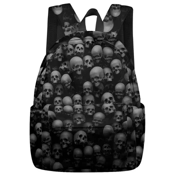 

New Boys Girls School Bookbag Black Skull Casual Travel Simple Backpack Men and Women Backpack