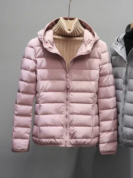 

Ultra Thin Down Jacket Women Hooded Autumn Winter Korean Seamless Duck Down Coat Female Plus Size Coats K-8903 KJ3838