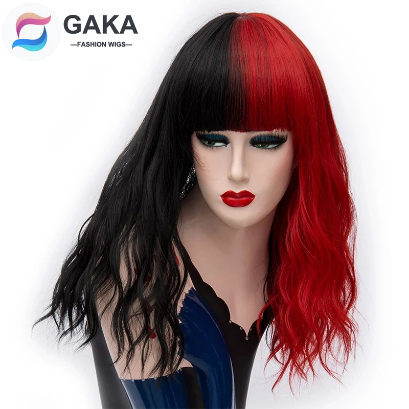 Gaka Red And Black Wig Short Curly Cosplay Wig Two Tone Ombre Color Women Synthetic Black Blonde Hair Wigs Synthetic Wigs For Black Aliexpress