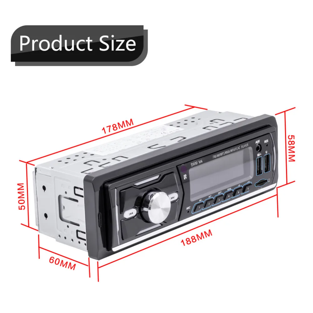 M4 Bluetooth Autoradio 1 DIN Car Stereo MP3 Player USB AUX FM AM RDS DAB DAB+ Radio Receiver TF Card U Disk In Dash Head Unit
