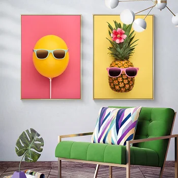 

Nordic Style Abstract Pineapple Balloon Canvas Painting Fruit Posters and Prints Wall Picture for Kitchen Kids Room Decoration