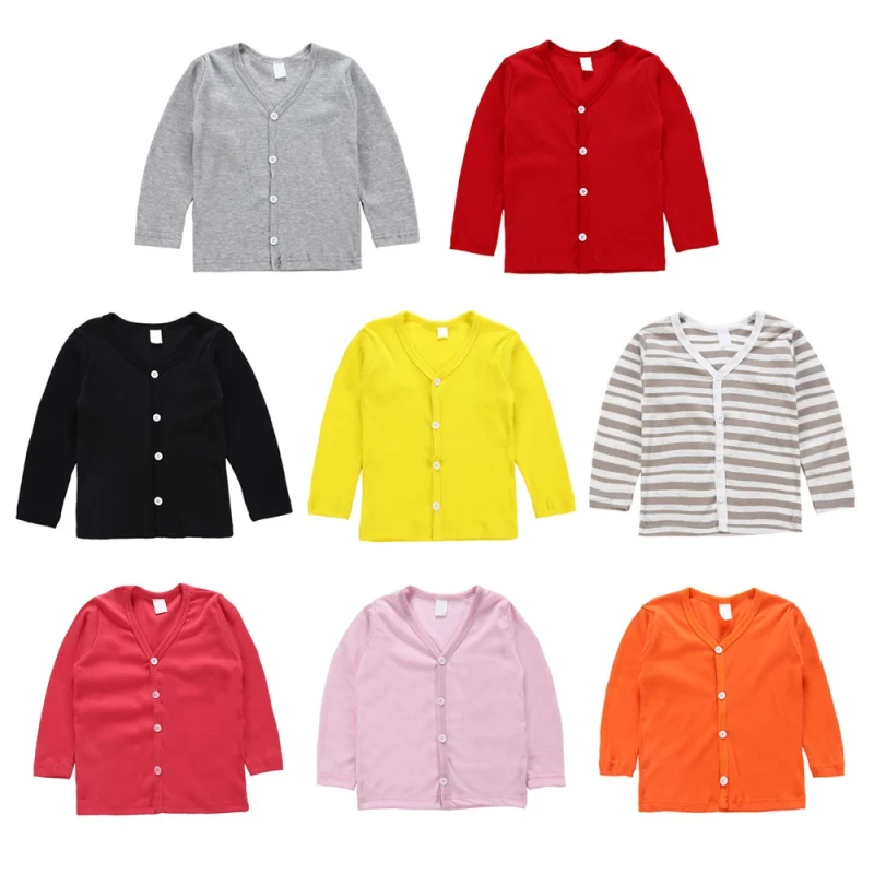 

Children Kids Sweater Autumn Baby Boy Girl Coat Cardigan Striped Solid Print Knitted Cotton Casual Outerwear Clothes
