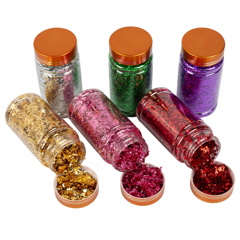 Luxurious Metallic Leaf Flakes for Artistic Crafts and Decor - Gold, Silver, Copper Foil Fragments (3g)