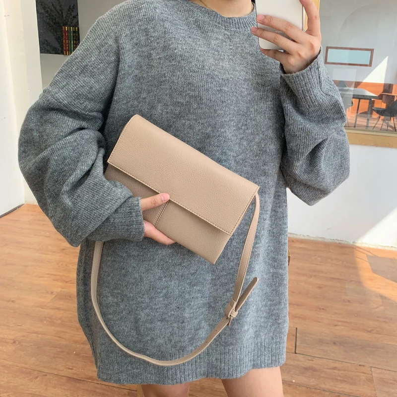 

2019 New Fashion Women Handbag Brand Designer Korean Style Ladies Shoulder Bag PU Leather Thin Simple Female Crossbody Phone Bag