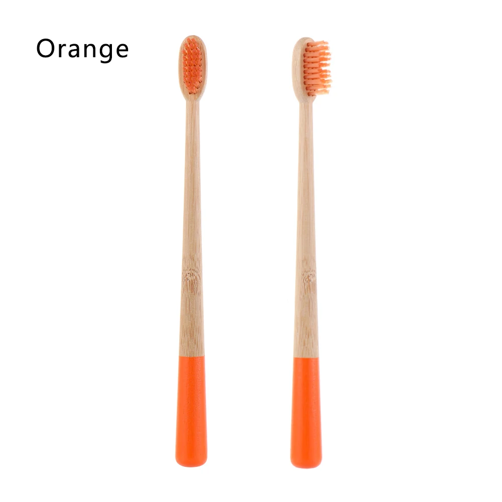 1PC Bamboo Toothbrush Vegan Biodegradable Eco Soft Medium Dental Health Natural Brush Wood Handle Oral Hygiene Care Tools - Цвет: orange