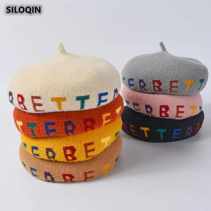 SILOQIN тренд, Модный берет с буквенным принтом для женщин, Осень-зима, Новые складные термальные береты, женские бренды, элегантные береты с козырьком для художника