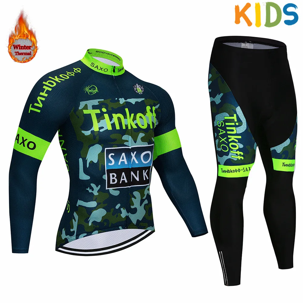 Tinkoff/ теплая детская зимняя теплая шерстяная одежда для велоспорта, костюм для велоспорта, верхняя одежда для горного велосипеда, комплект со штанами - Цвет: 8