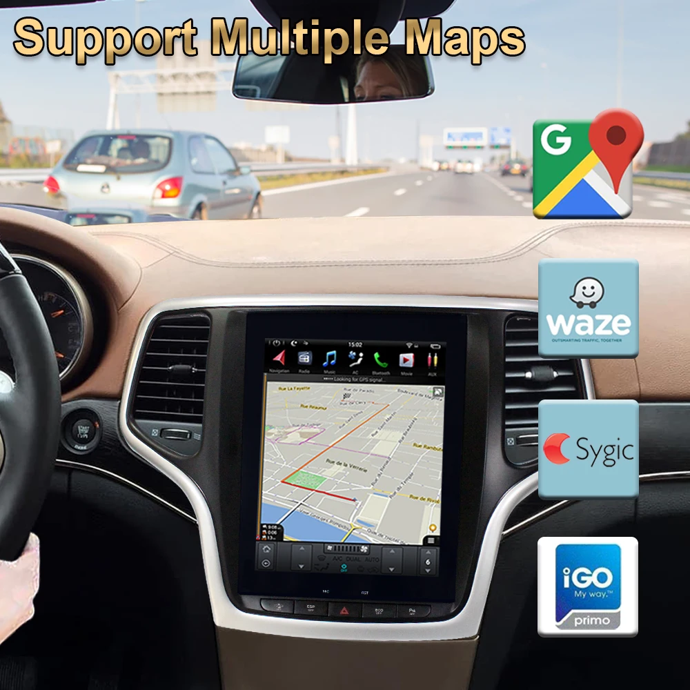 Android 9,0 4 Гб rom Tesla стиль автомобиля gps навигация для JEEP Grand Cherokee 2010- золото и черный головное устройство мультимедийный плеер