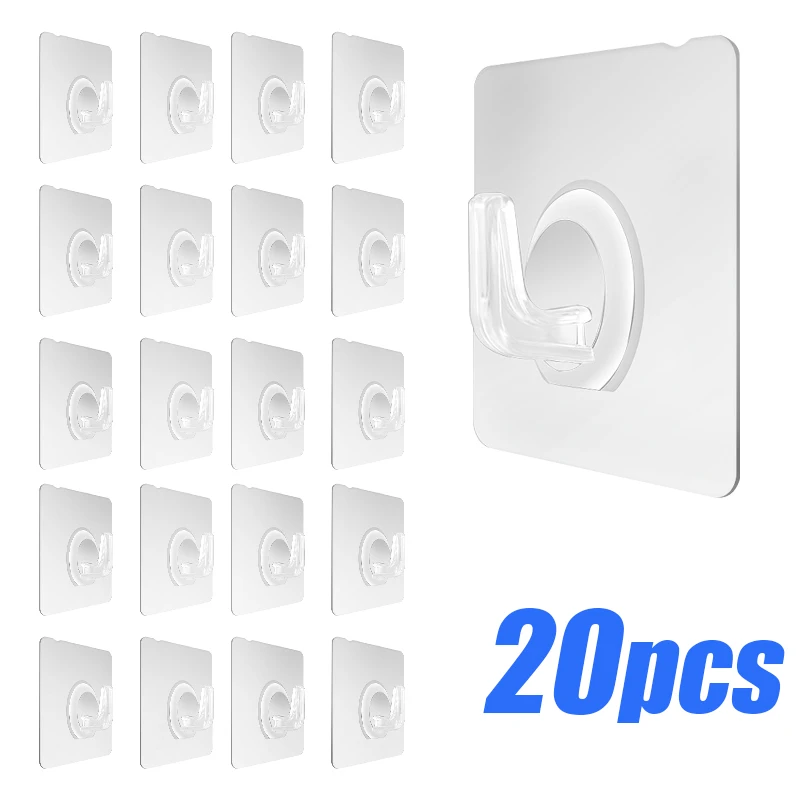Colgadores de pared para puerta autoadhesivos de 10/20 piezas ganchos de 5x5cm con ventosa transparente sin costuras, soporte con ventosa para ganchos para la cocina