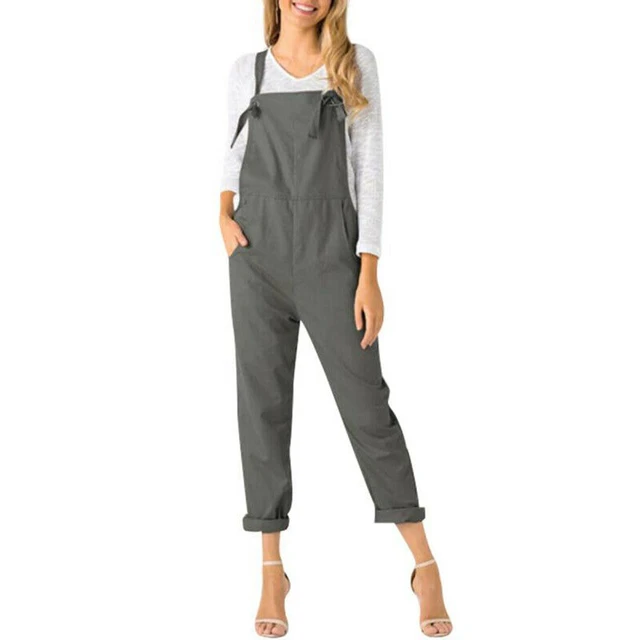black linen dungarees