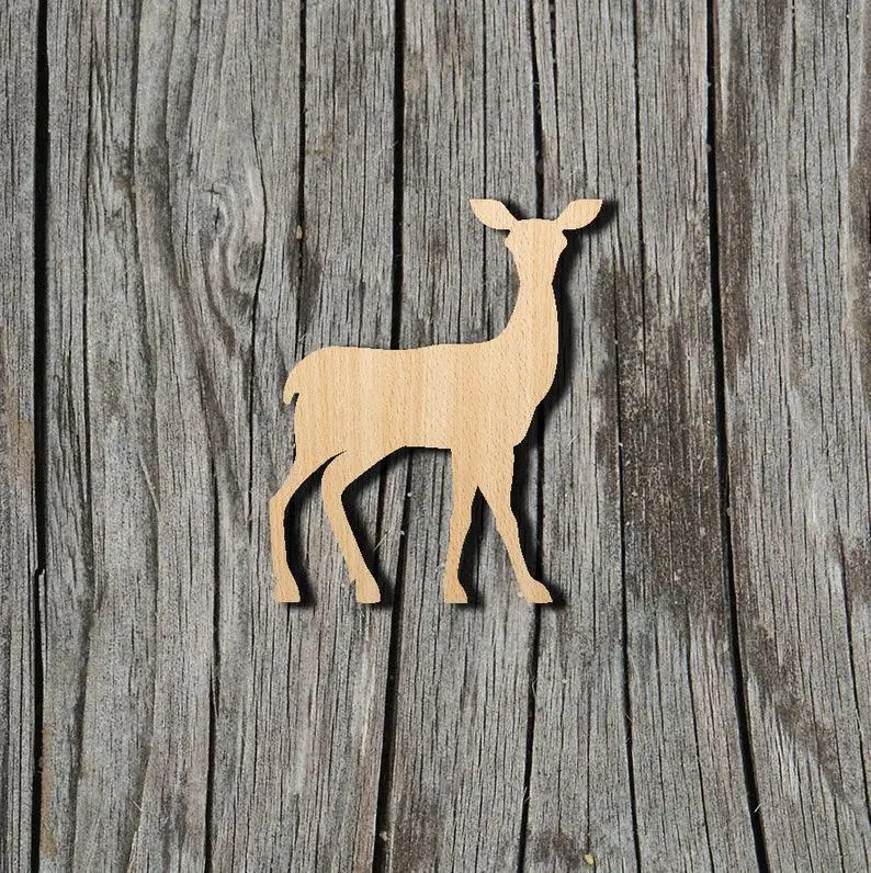 

Wood Cutout Shapes Deer doe shape - Wildlife - Multiple Sizes - Laser Cut Unfinished