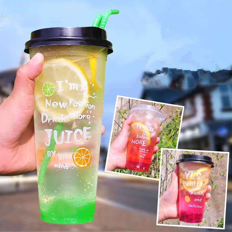 

50pcs High quality thick transparent juice cup 500ml creative birthday party favor disposable cups drink packaging plastic cup