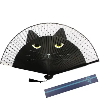 

Women'S Folding Fan Cat Fan Silk Folding Fan Japanese Craft Fan Daily Decoration Accessories Props Fan Tool