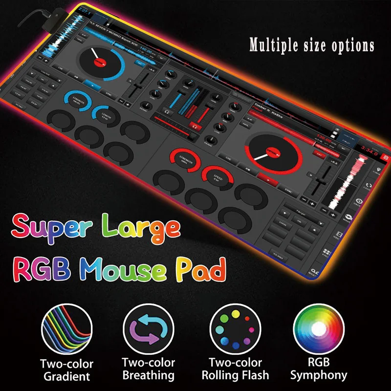 

Mairuige Printing DJ Mixer Game RGB Big Mouse Pad Player Big Mouse Pad Computer Mouse Pad LED Backlit Keyboard Desktop Pad