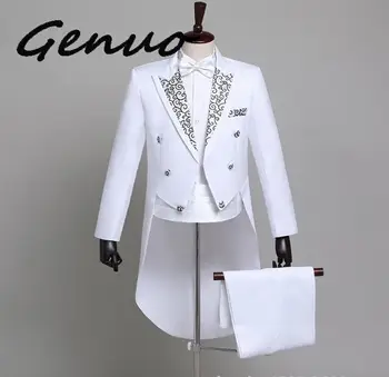 

Genuo { Jacket+pan } Men 's Stage Show Swallowtail Dress Set Commanding Host Play The Piano Best Man Welcome Dance Service