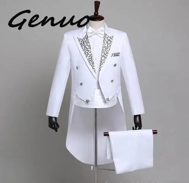 Genuo {Jacket + pan} мужской сценический комплект для шоу платье с ласточкиным хвостом