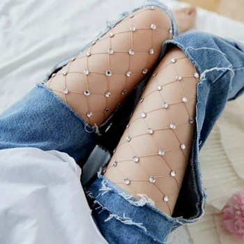 

Sexy point hot drill large Mesh Trousers Hollow Mesh fishnet Hosiery leggings Diamond Mesh hosiery factory direct sales