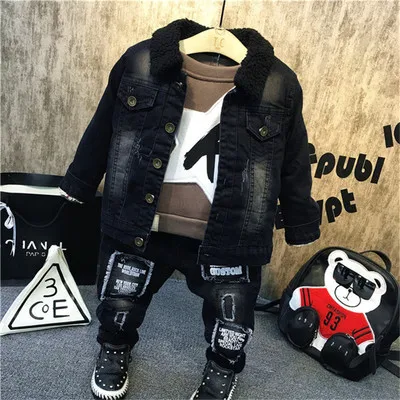 3pcs sets Комплекты одежды для детей 2, 3, 4, 5, 6, 7 лет, спортивные костюмы для маленьких мальчиков, Осень-зима, новая бархатная куртка для малышей, комплекты из 3 предметов для мальчиков - Цвет: 3pcs sets