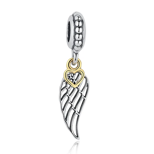 Authentic 925 Sterling Silver Hollow Heart Gold Heart Charm Beads Fit Pandora Bracelet Women Fashion Jewelry Mother Gift - Цвет: PY1343