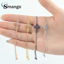 Медный микро проложить красочный CZ Крест браслет с шармом в 4 цветах высокое качество покрытие 5 шт, B0043