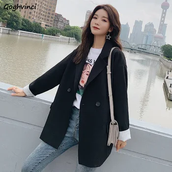 

Blazers Women Korean Style Loose Solid Elegant Womens Long Blazer Plus Size Females Black Harajuku Clothes Hot Sale High Quality