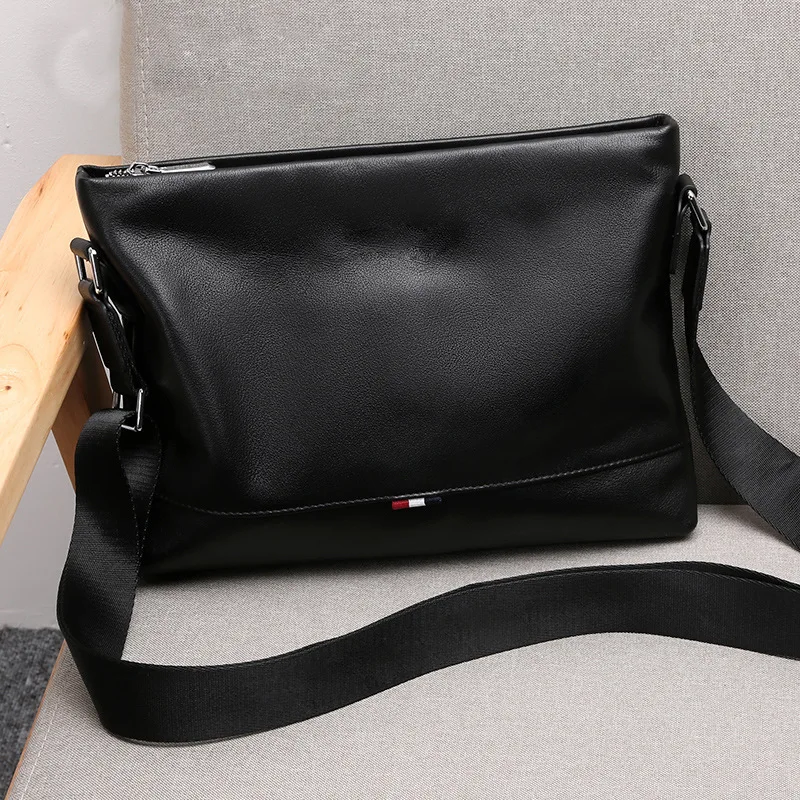 GO-LUCK Brand Fashion Business A4 File 13' Computer Pack Genuine Leather Men's Crossbody Shoulder Bag Men Messenger Bags
