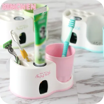 

Bathroom Accessories Automatic Toothpaste Dispenser Toothpaste Squeezer Suction Cup Mounted Toothbrush Holder Storage Rack