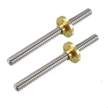

uxcell 2PCS 100mm T8 Pitch 2mm Lead 12mm Lead Screw Rod with Copper Nut for 3D Printer