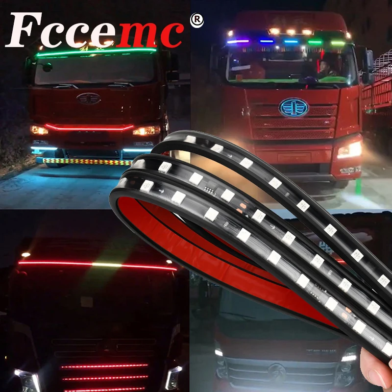 24v 7color Led Flashing Rgb Truck Ambient Light Roof Bumper Door Lamp 1