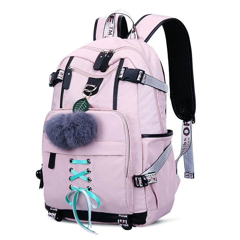 

New Laptop Women Backpack External Usb Charge Computer Backpacks Anti-Theft Waterproof School Bag for Teenage Girls