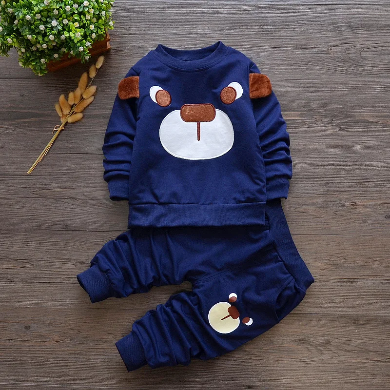 Navy blue Комплект одежды для малышей; одежда для маленьких девочек; одежда с длинными рукавами для маленьких мальчиков; Спортивный костюм для малышей; Одежда для новорожденных; одежда для детей - Цвет: Navy blue