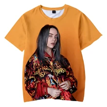 Лидер продаж, Детская футболка Billie Eilish дышащая футболка с 3D принтом Billie Eilish для взрослых и детей Лидер продаж, топ, 110-4XL