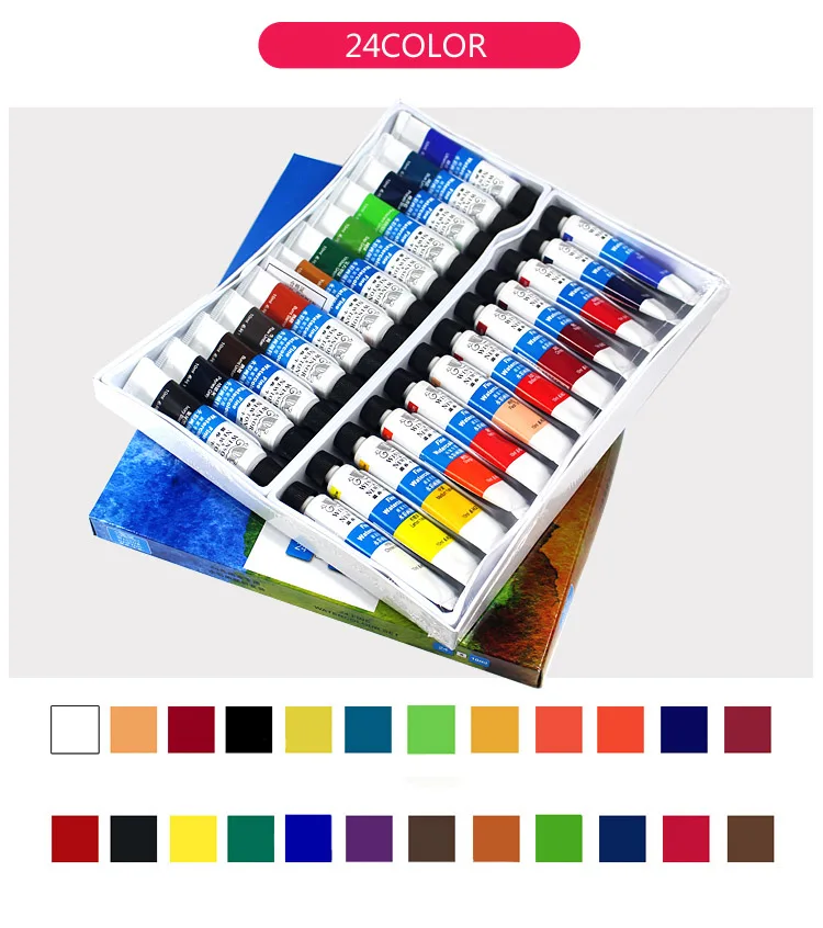 Winsor& Newton 12/18/24 Цвет профессиональная водная Цвет Краски Премиум воды Цвет для татуажа, пигмент для мануального татуажа художника Краски ing рисунок товары для рукоделия - Цвет: 24color