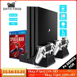 3 в 1 для PS4/PS4 Slim/PS4 PRO вертикальная подставка с двойной контроллер Зарядное устройство станции игры для sony Playstation 4 вентилятор охлаждения