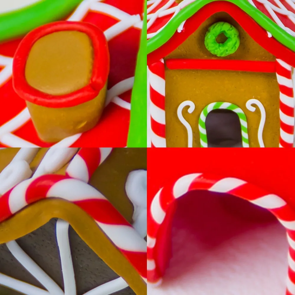 Год Рождество DIY кабина инновационный рождественский дом, заснеженный с красочными мягкими керамическими мини-украшение для дома# 3F