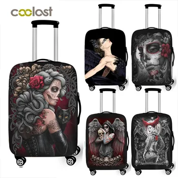 

cool punk gothic skull travel suitcase cover for 18 -32 inch luggage trolley case covers anti-dust luggage protective cover