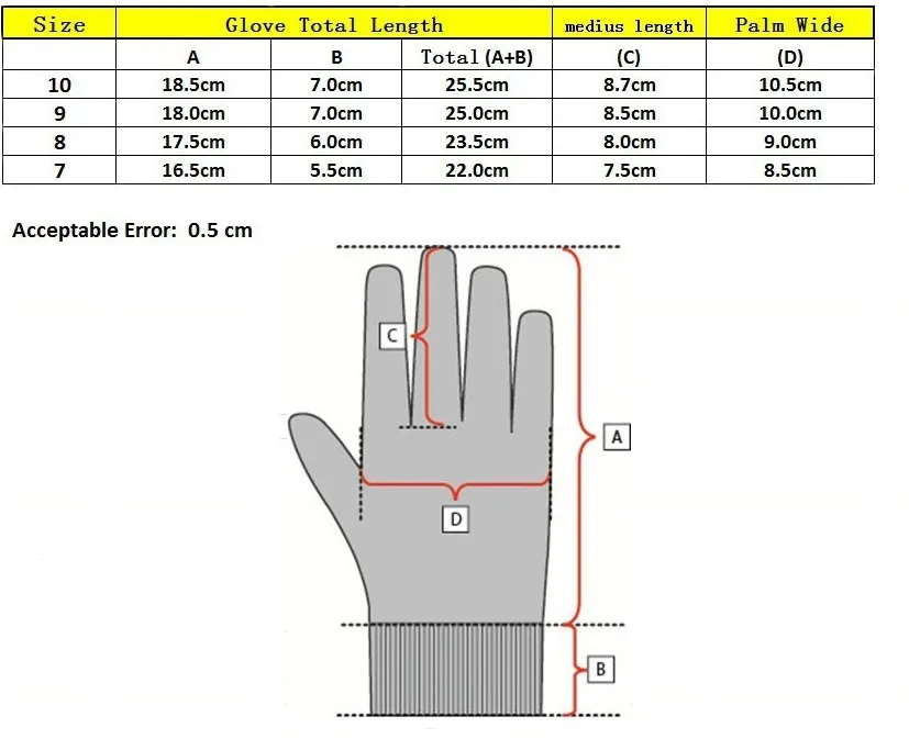 glove size chart