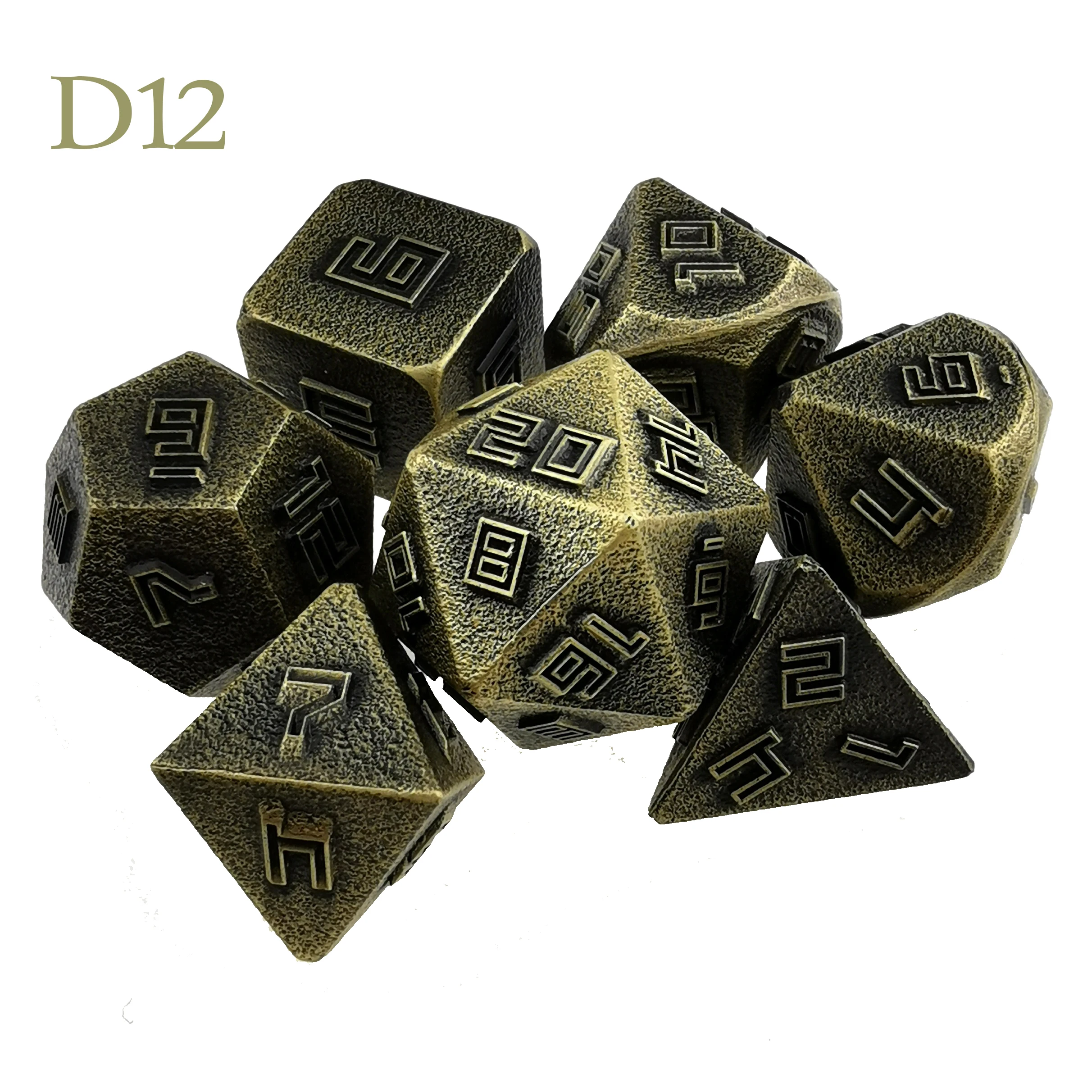 Набор металлических игральных костей Rollooo D4 D6 D8 D10 D12 D20 D % для ролевых игр с синей