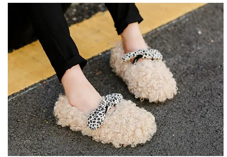 Весна осень, красивая обувь с бантом на меху для девочек, детская Нескользящая детская обувь для принцесс, обувь для малышей, размер 21-30