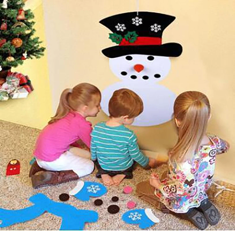 Рождественский снеговик DIY войлочный набор Детская игра настенные подвесные украшения Стикеры съемные украшения
