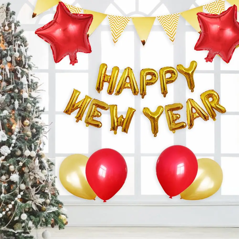 Воздушный шар с надписью "Happy new year", плотные латексные шары, Треугольные флаги, набор, новогодние, вечерние украшения для дома